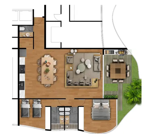 Premier Yacht - Departamento de 2 dormitorios en Lambaré con terraza frente al río